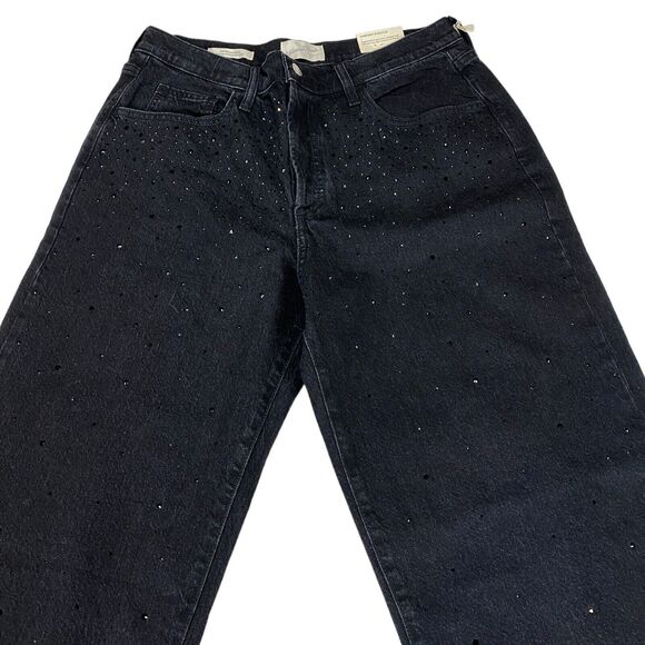 Universal Thread Jeans Womens 10 Black Beaded Comfort Stretch Mid Rise 90s Baggy - Picture 14 of 16